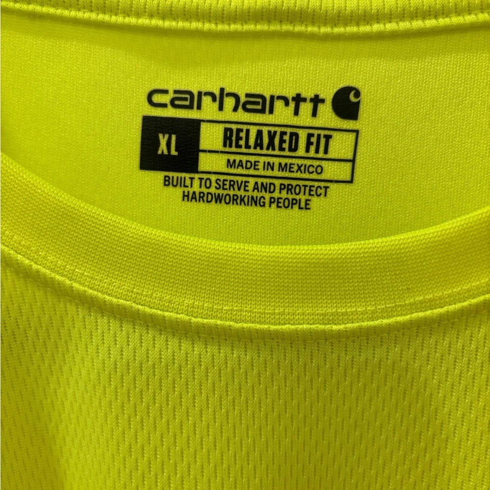 Carhartt Force Hi-Vis Neon Yellow Long Sleeve Pocket Work Shirt XL Relaxed Fit - Picture 3 of 8